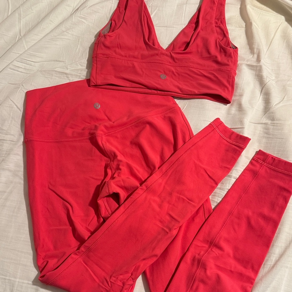 lululemon athletica Bright Pink Sports Bra and Leggings Set